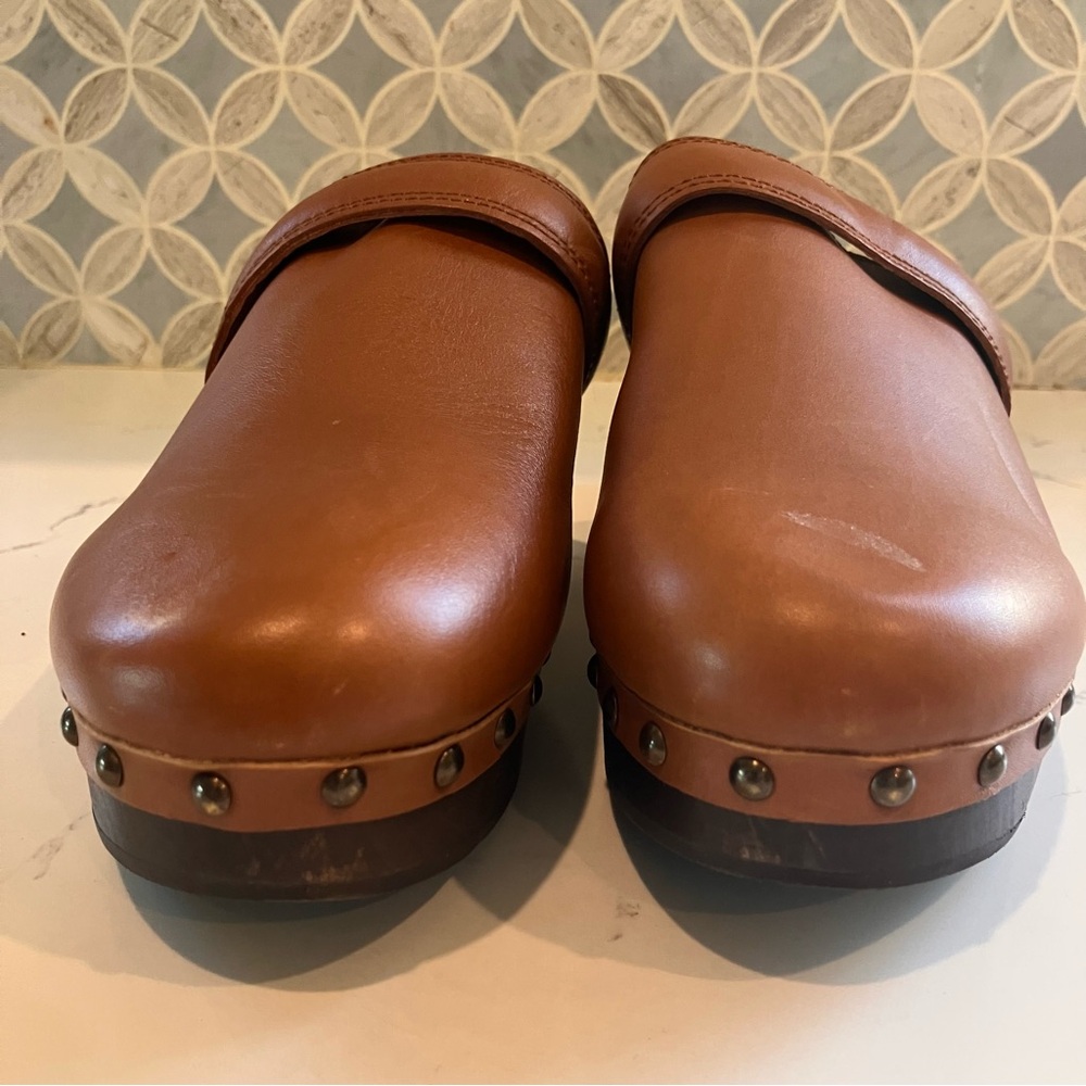 Madewell The Cecily Clog Leather Clogs Sz 6.5 Wood Bottom Studs Boho Comfort - Picture 4 of 13
